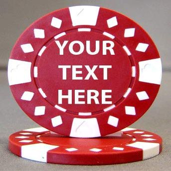 ELITE OUTDOORS 25 Poker Chips - 9 Colors Available! - Each Side is Printed with The Text of Your Choice! (Red (White Accents))