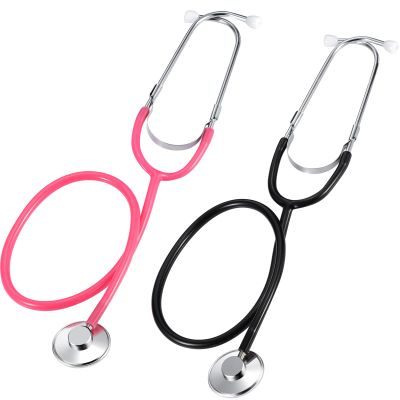 meekoo 2 Pack Kids Stethoscope Toy Real Working Nursing Cosplay Doctors Nurses Stethoscope for Kids Role Play Girls Boys Cosplay Costume Pretend Game Accessories(Pink, Black)