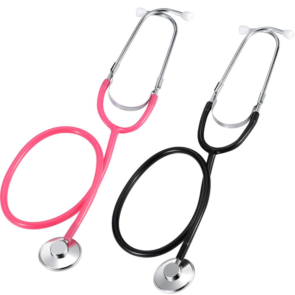 meekoo 2 Pack Kids Stethoscope Toy Real Working Nursing Cosplay Doctors Nurses Stethoscope for Kids Role Play Girls Boys Cosplay Costume Pretend Game Accessories(Pink, Black)