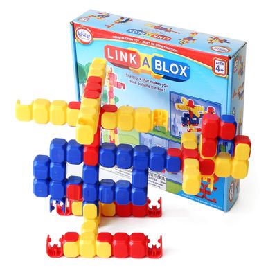 POPULAR PLAYTHINGS LinkaBlox Snap Together Building Set, Click Block Construction Toy, Stem Play, Gifts for Kids Ages 4 & Up  60 Pieces