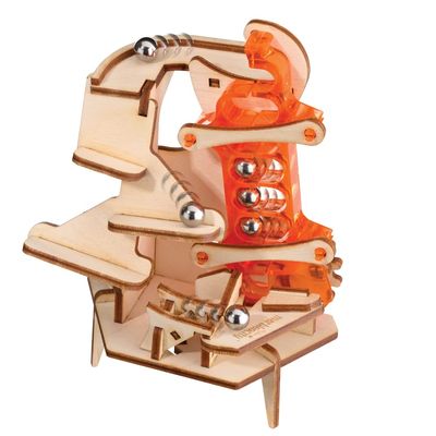 Marbleocity Triple Play 4-Bar Link Build A Wood Marble Machine Tinkineer STEM Kit for Ages 9+