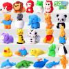 3 otters 50 Pack Animal Erasers, Desk Pets Animal Pencil Erasers Bulk Mini Fun Cute Eraser Toys Gifts for Gag Gift Party Favors Easter Egg Fillers view 1