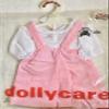 Two-Piece 24" Doll Pink with White Polka Dot Coveralls with White Blouse Set view 1
