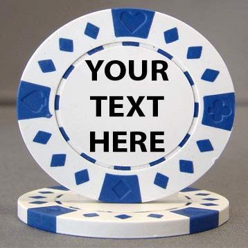 ELITE OUTDOORS 25 Poker Chips - 9 Colors Available! - Each Side is Printed with The Text of Your Choice! (Blue (White Accents))