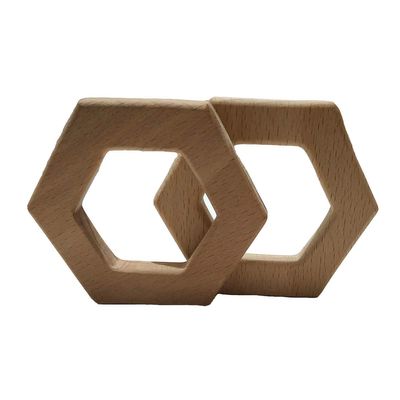 2pcs Natural Wooden Hexagon Pendant Pure Natural Beech Wood Animal Shape for Handmade Necklace/Bracelet (Hexagon 2pcs)