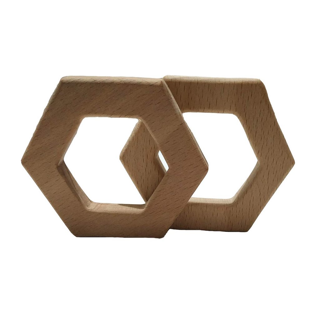 2pcs Natural Wooden Hexagon Pendant Pure Natural Beech Wood Animal Shape for Handmade Necklace/Bracelet (Hexagon 2pcs)