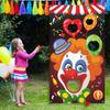 Blulu Carnival Toss Games Banner with 3 Bean Bags Halloween Carnival Game for Kids and Adults Circus Theme Party Decorations for Birthday Family Fun Throwing Indoor Outdoor(Clown) view 1