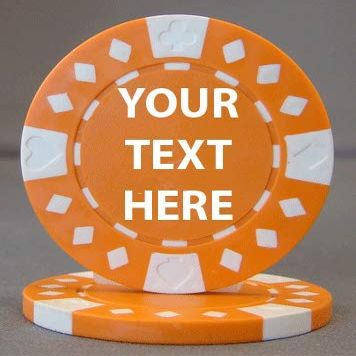 ELITE OUTDOORS 25 Poker Chips - 9 Colors Available! - Each Side is Printed with The Text of Your Choice! (Orange (White Accents))
