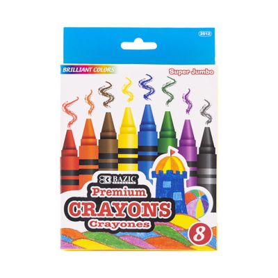 BAZIC Products Crayons Super Jumbo 8 Color, Assorted Coloring Crayon Set, Non Toxic Drawing Crayons for School Art, Gift for Kids Artist (8/Pack), 24-Packs