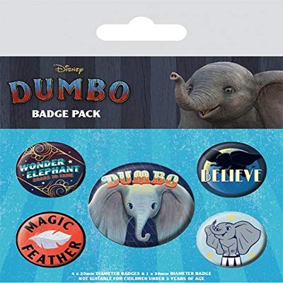 1art1 Dumbo Badge Pack - Movie, The Flying Elephant (6 x 4 inches)