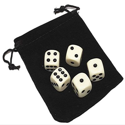 Cyber-Deals Set of 16mm Rounded Corners 6-Sided Opaque Pip Dice with Black Velvet Pouch ((05) Ivory Pip Dice)