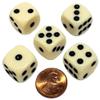 Cyber-Deals Set of 16mm Rounded Corners 6-Sided Opaque Pip Dice with Black Velvet Pouch ((05) Ivory Pip Dice) view 2