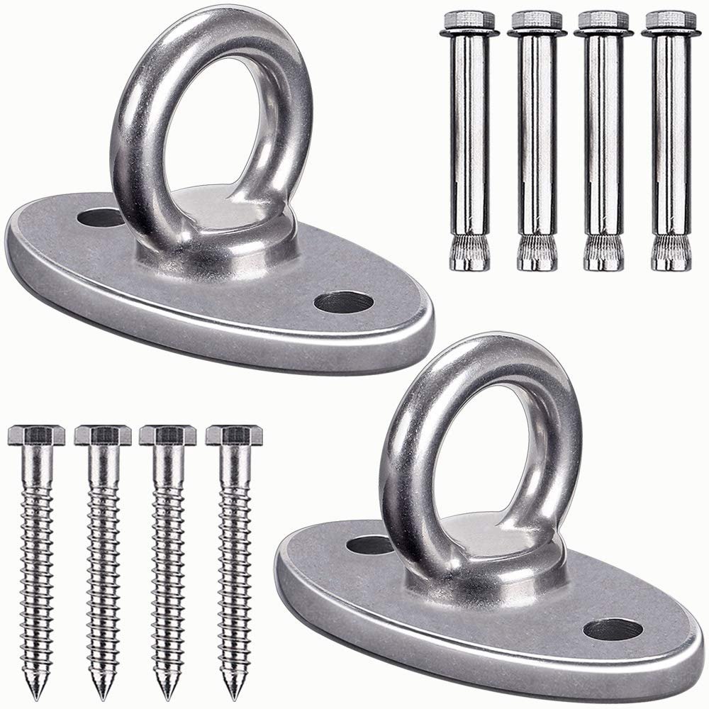 SELEWARE Ceiling Mount Cast Stainless Steel Swing Hanger Wall Anchor Hanging Yoga Swing Hammock Chair Suspension Straps Heavy Bag and More 2 Pcs