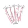 Tvoip 5Pcs Princess Wand Cute Crown Magic Wand Costume Wand Magic Wand for Girls Halloween Day Party 13 Inches Silver view 1
