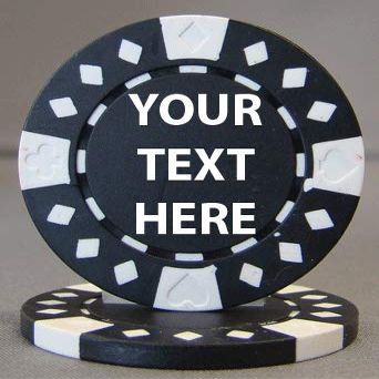 ELITE OUTDOORS 25 Poker Chips - 9 Colors Available! - Each Side is Printed with The Text of Your Choice! (Black (White Accents))