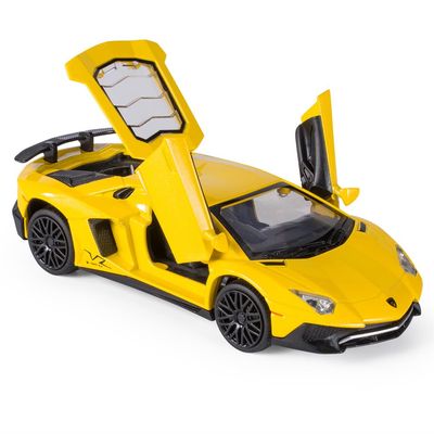 iLooboo Alloy Collectible Lambo Aventador Toy Vehicle Pull Back Die-Cast Car Model with Lights and Sound