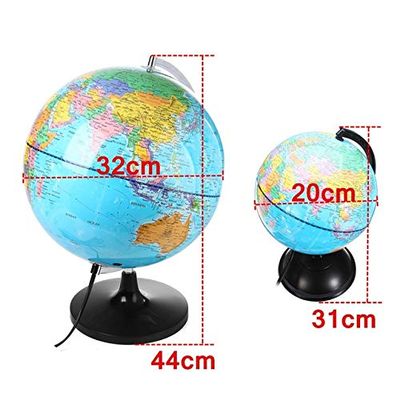 ZAMTAC Blue Ocean World Earth Globe Map 110V US Illuminated Teaching Geography Map Rotating Night Light Desktop Decor Home Ornament - (Color: 20cm)