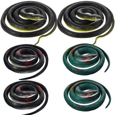 6 Pieces Rubber Snakes Realistic for Halloween Decoration Large Fake Garden Snake to Keep Birds Away Scare Squirrels in 2 Sizes 47 Inches and 29 Inches, Black Lifelike Toys for Garden Prank Props