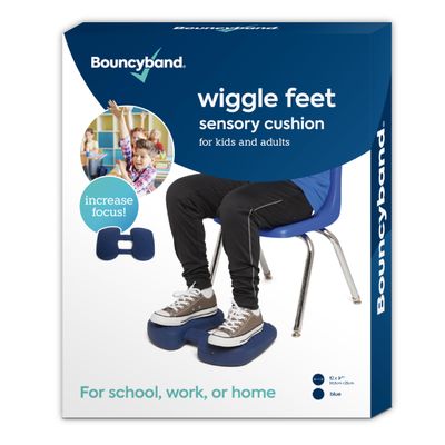 Bouncyband Wiggle Feet, Dark Blue, 1 Pack  Sensory Foot Cushion Quietly Facilitates Movement to Help Improve Concentration - 12 x 9 x 2.5 Sensory Tool, Ideal for The Classroom, Work, or at Home