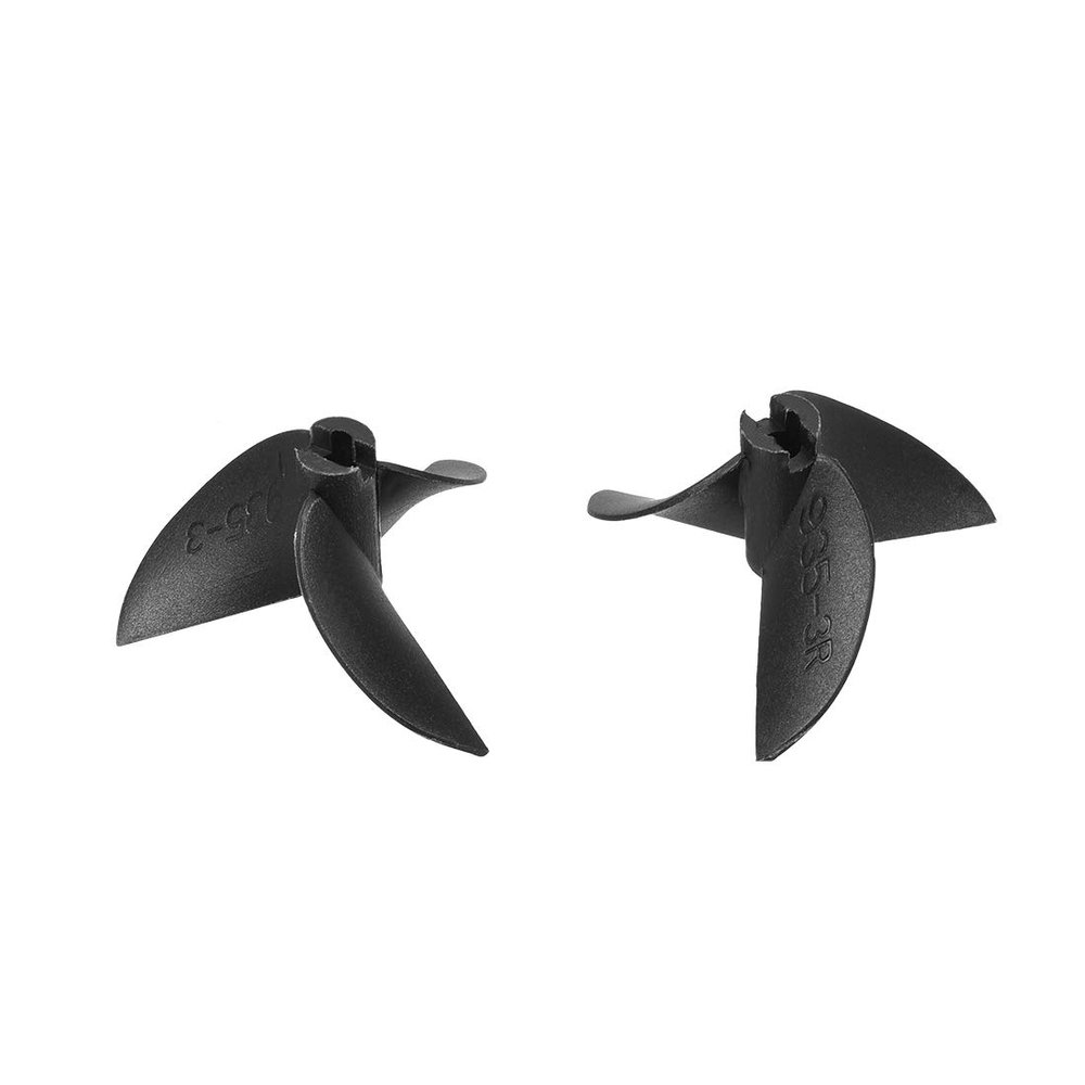 uxcell RC Boat CCW/CW Propeller 3.18mm Shaft 3 Vanes 35mm 1.4 P Fan Shape Pastic Black Rotating Propeller Props for RC Boat Pair