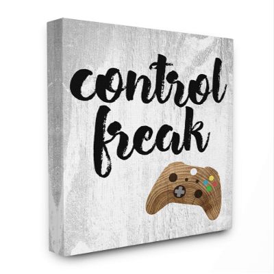 The Kids Room by Stupell Freak Wood Texture Sign with Video Game Controller Stretched Canvas Wall Art, Multi-Color