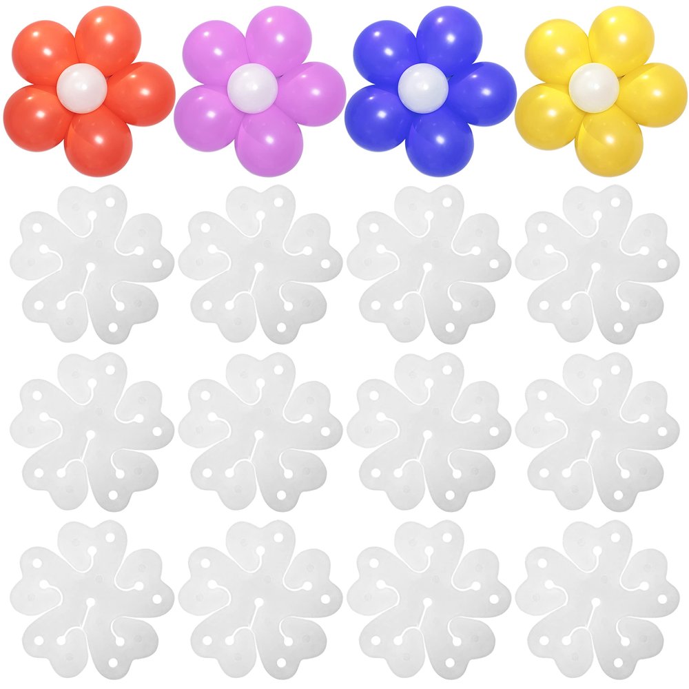 100 Pieces Flower Balloon Clips Balloons Holder Balloon Arch Clips for Baby Shower Wedding Event Decorations Birthday Party Supplies (Flower Style)