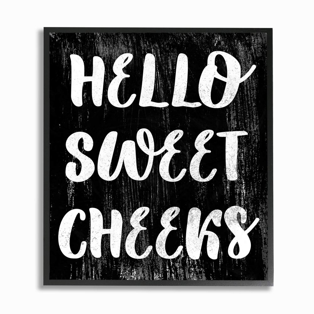 The Stupell Home Decor Black and White Distressed Hello Sweet Cheeks Framed Giclee Texturized Art, Multi-Color