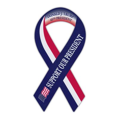 Crazy Novelty Guy Ribbon Shaped Magnet - Donald J. Trump 45th President Commemorative Magnet - Magnetic Bumper Sticker - 4" x 8"