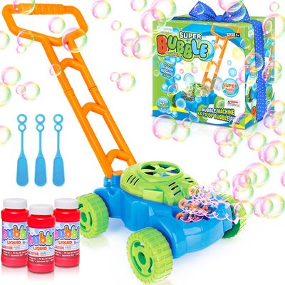 ArtCreativity Bubble Lawn Mower for Toddlers 1-3, Kids Bubble Machine for 1 Year Old Boy Gifts, Bubbles Blowing Push Toys for Kids, Summer Outdoor Gardening Toys for Birthday Gifts Boys & Girls