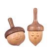 AhfuLife Wooden Spinning Top, Forever Spinning Top with Cute Facial Expression, Wood Physics Relaxation Handmade Gift (Pack of 2) view 1