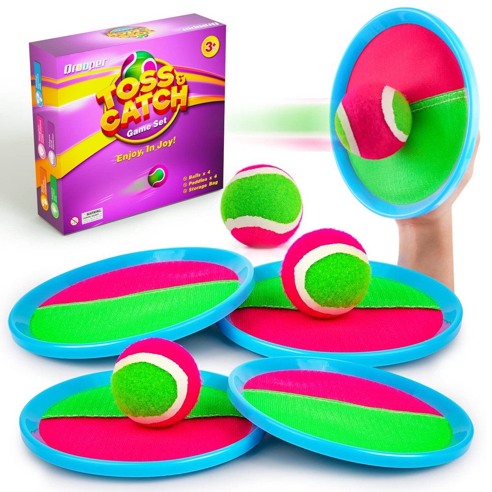 Qrooper Kids Toys Toss and Catch Game Set Valentines Day Gifts for Kids Toddler, Toys for 3 4 5 6 7 8 Year Old Boys Girls Birthday Gift, Yard Outdoor Games for Kid Ages 4-8 8-12 Beach Pool