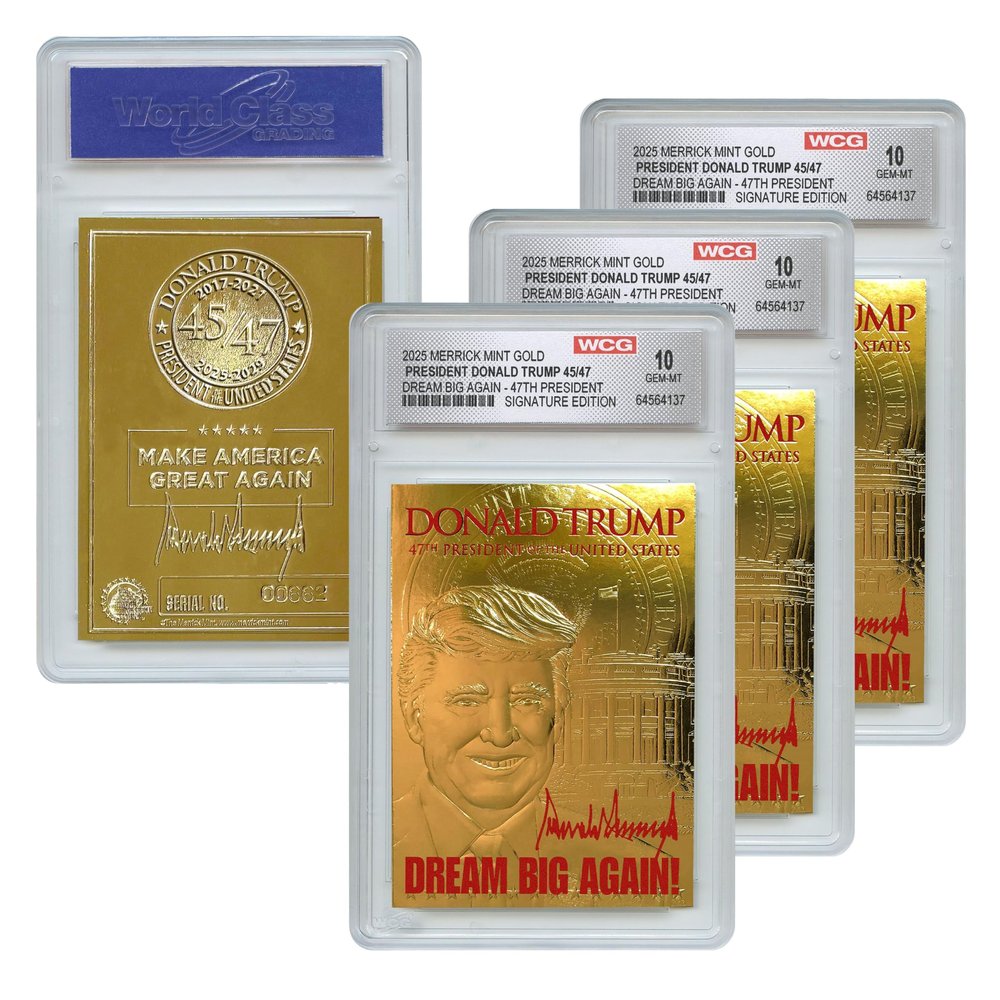 Donald Trump 2020 Keep America Great 23K Gold Signature Card GEM-Mint 10 *Qty 3