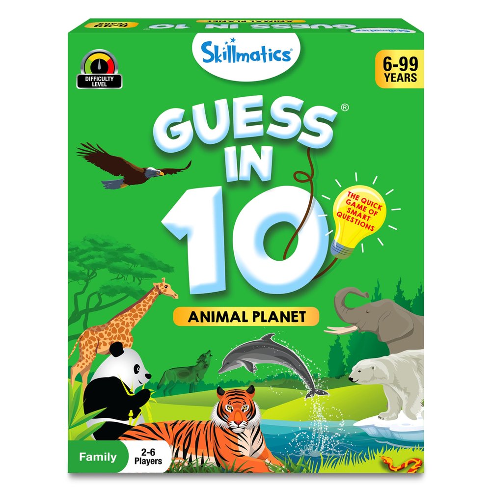 Skillmatics Guess in 10 Animal Planet, Card Game, Perfect for Boys, Girls, Kids, Teens, Adults Who Love Animals, Trivia Games, Travel Games, Valentines Day Gifts for Ages 6, 7, 8, 9, 10, and Up