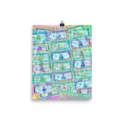 540 Million Dollars Blue Green Pastel Money Bling Cash Dollar Bills Loot Coin Poster