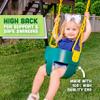 Deluxe High Back Full Bucket Toddler Swing with Exclusive Chain & Triangle Dip Pinch Protection and Carabiners for Easy Install - Green - Squirrel Products view 3