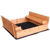 Blacgic Fir Wood Sandbox Foldable Beach Cabana Sandbox Retractable with 2 Convertible Benches Non-Woven Fabric Cloth for Kids Outdoor Backyard Play view 2