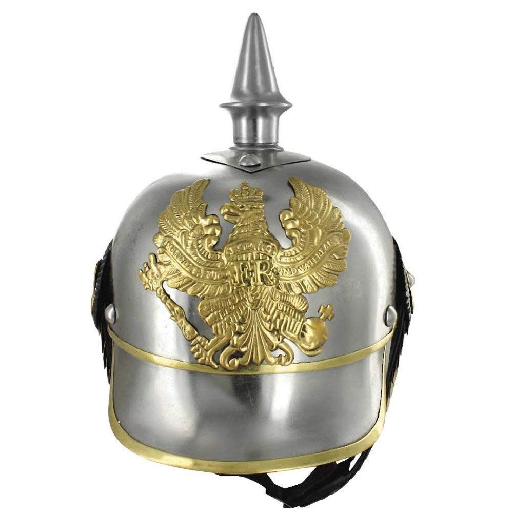 AnNafi German Pickelhaube Military Helmet |Steel Imperial Prussian Officer Spiked | WWI & WWII Helmets Replica