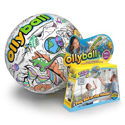 Ollyball The Original Indoor & Outdoor Kick Ball - Patented KrunchCOR Design for Safe House Play - Lightweight Inflatable Bounce Ball for Kids & Families - Colorable & Personalized Craft Toy
