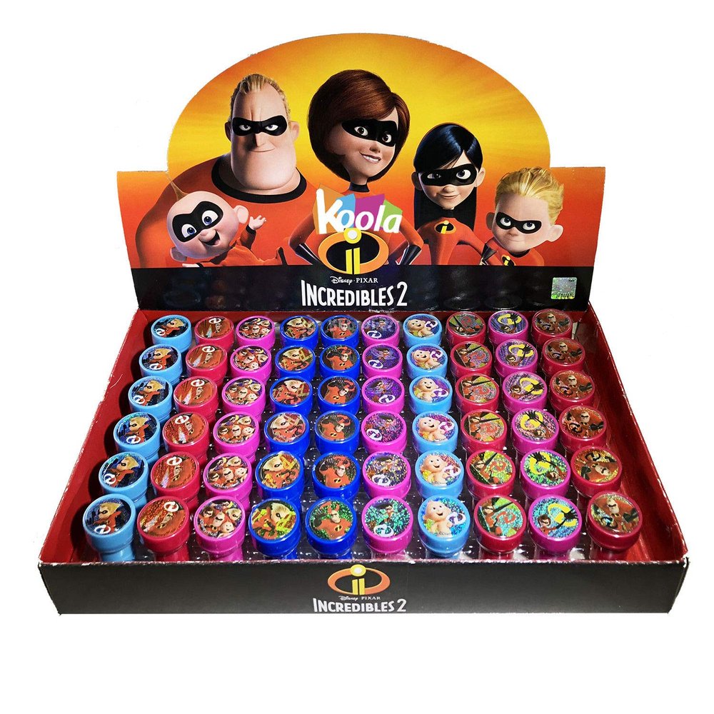 Incredibles 2 Authentic Licensed 60 Self Inking Stampers Gift Bags Fillers