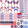 Lansian 4th of July Accessories Bulk Party Supplies, 146Pcs Patriotic Party Favors Set for Independence Day Decorations Memorial Day Celebrations USA Flags Party Parades Classroom Rewards for Kids view 1