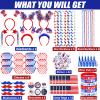 Lansian 4th of July Accessories Bulk Party Supplies, 146Pcs Patriotic Party Favors Set for Independence Day Decorations Memorial Day Celebrations USA Flags Party Parades Classroom Rewards for Kids view 2