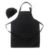 LOYHUANG 2 Pieces Kids Black Apron Chef Hat Set, Kids Chef Kitchen Adjustable Bib Aprons with 2 Pockets for Girls Boys Painting Cooking Baking Wear(Black,2pieces-1set) view 1