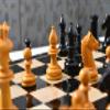19th Century Antique Austrian Series Chess Pieces in Ebonized Boxwood & Golden Antiqued Boxwood  4.27" King | Handcrafted Historical Staunton Chess Set by Chessbazaar view 4