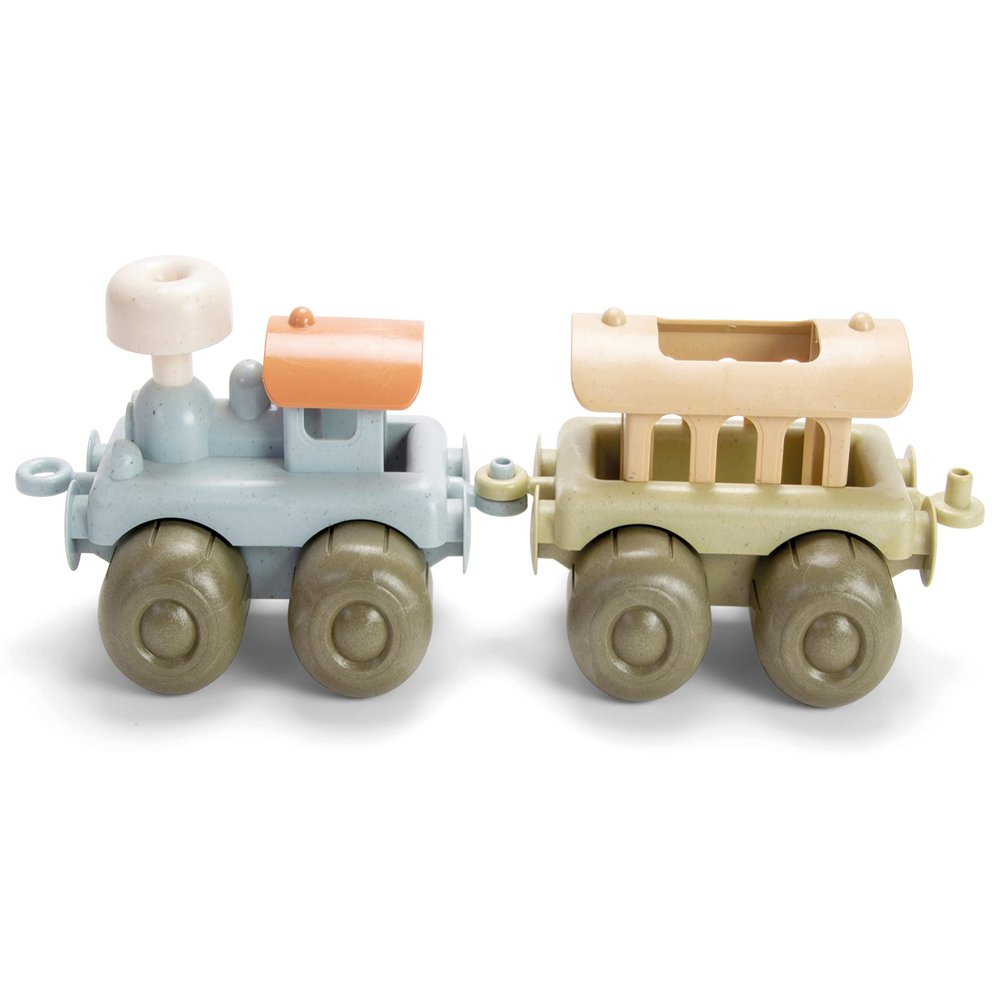Dantoy: BIO Train Set - 2 Linking Toy Train Cars, Muted Colors, Indoor & Outdoor Play Vehicle, Caboose, Recycled Plastic, Kids & Toddlers Ages 2+