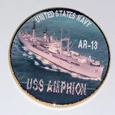 Navy USS Amphion AR-13 Colorized Challenge Art Coin