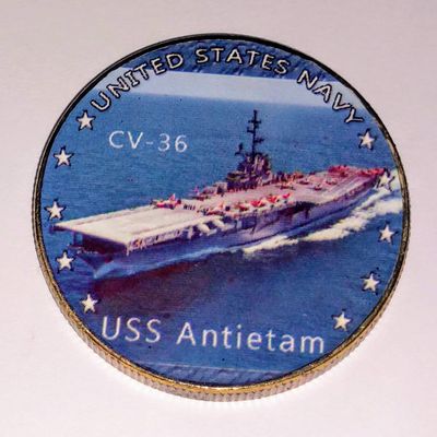 Navy USS Antietam CV-36 Colorized Challenge Art Coin