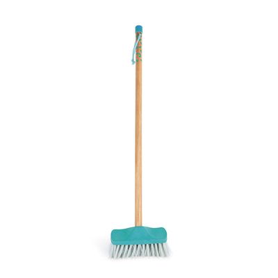 Janod - Happy Garden Kids Large Gardening Brush - for Children Aged 3+ - Outdoor Play - Realistic Child Gardening - Brightly Colored Brush Made of Wood and Plastic, Measures 75 x 19 x 8.5 cm