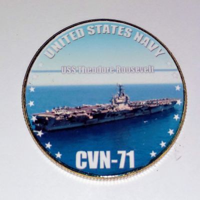 Navy USS Theodore Roosevelt CVN-71 Colorized Challenge Art Coin