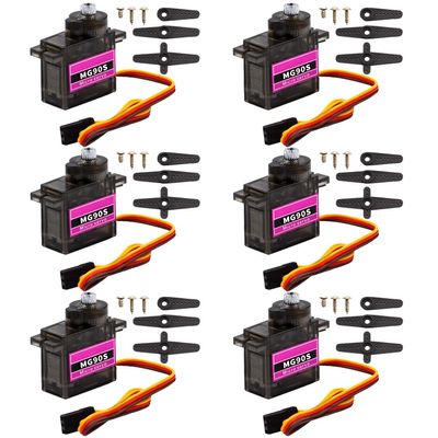 CenryKay MG90S Servo, Helicopter QC Module 9G Servo Motor Metal Gear Micro Servo Motor Smart Robot Helicopter Plane Boat for Arduino Raspberry Pi Project(6PCS)