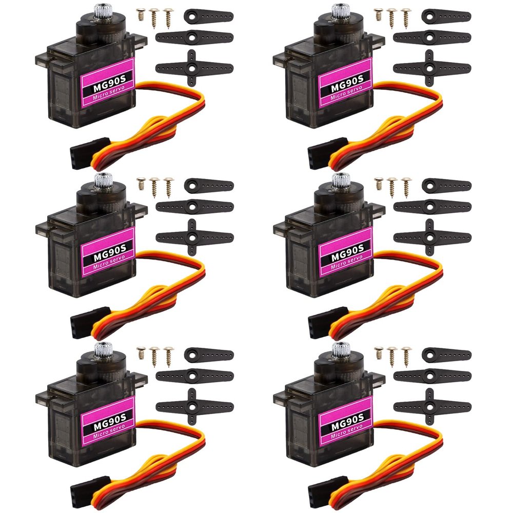 CenryKay MG90S Servo, Helicopter QC Module 9G Servo Motor Metal Gear Micro Servo Motor Smart Robot Helicopter Plane Boat for Arduino Raspberry Pi Project(6PCS)